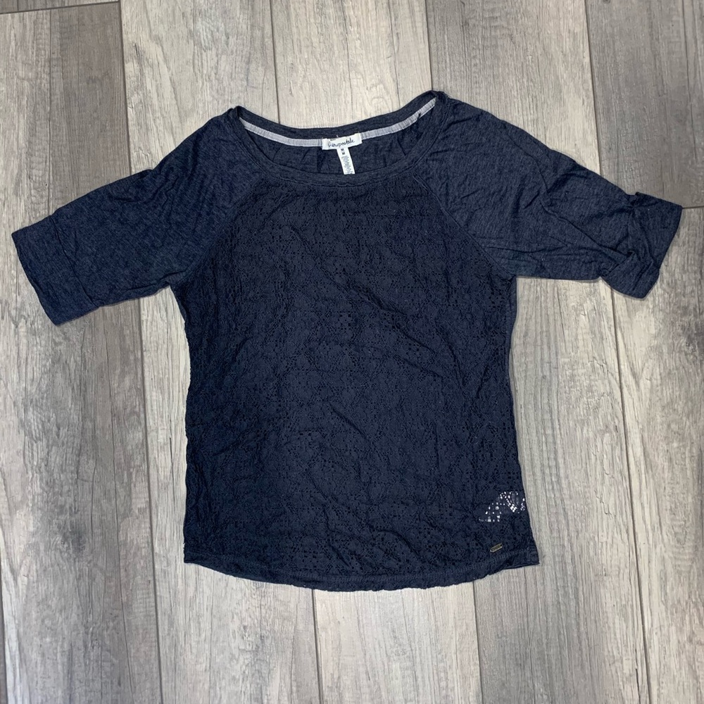 Aeropostale Navy blue lace baseball tee